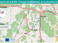 Imaxe do mapa do proxecto para humanizar a N-550 ao seu paso polo Milladoiro