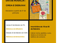 Aberta a inscrición para o obradoiro “Día de Rosalía: crea e debuxa!” da Biblioteca municipal de Ames