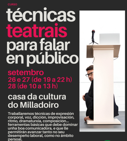 A Escola Municipal de Teatro organiza un curso de técnicas teatrais para falar en público